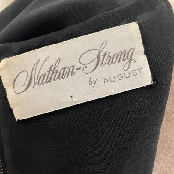 50s Vintage Nathan-Strong by August Black Cap Sleeve Scoop Neck Dress Size SM - Picture 6 of 6